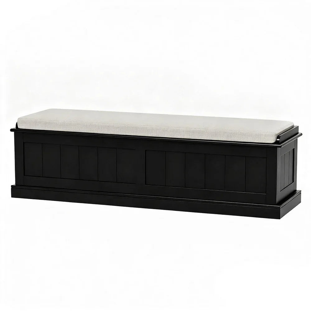 Artiss Storage Ottoman Blanket Box 140cm Fluted Black - Mekamart Australia