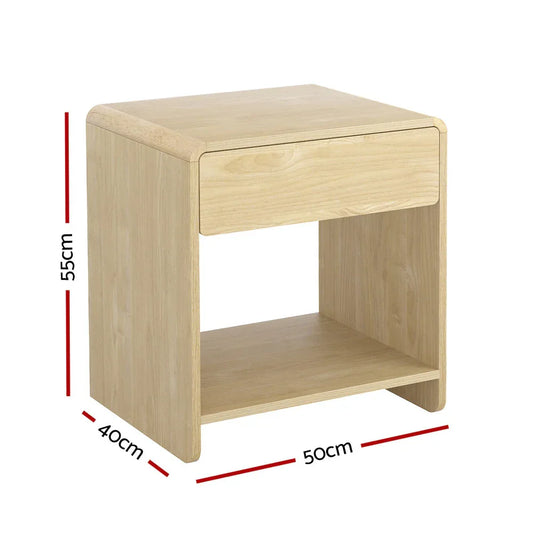Artiss Bedside Table Drawer Open Shelf Pine - Mekamart Australia