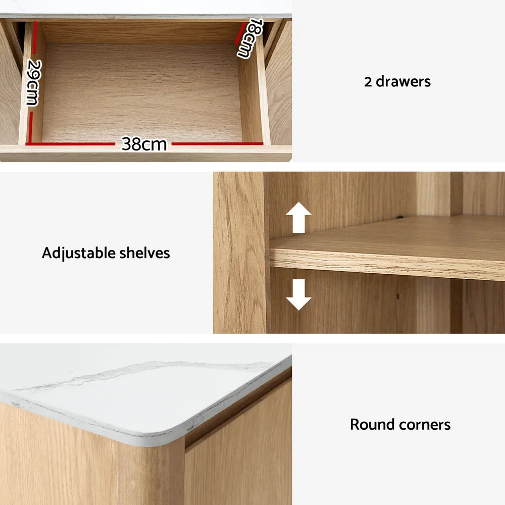 Artiss Buffet Sideboard Marble Style Tabletop - Pine - Mekamart Australia