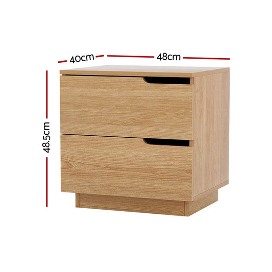 Artiss Bedside Table 2 Drawers Nightstand Pine - Mekamart Australia