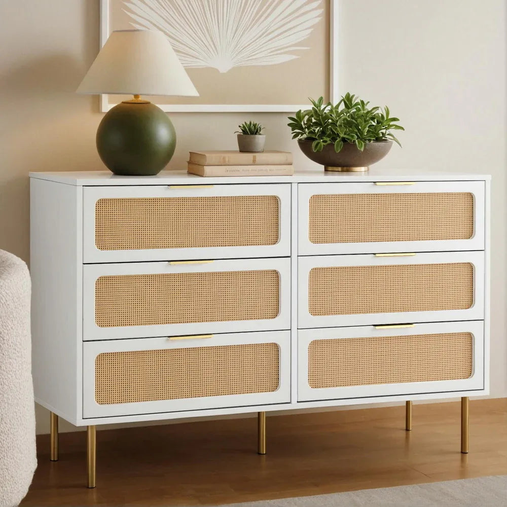 Artiss Chest of 6 Drawers Lowboy Cabinet White - Mekamart Australia