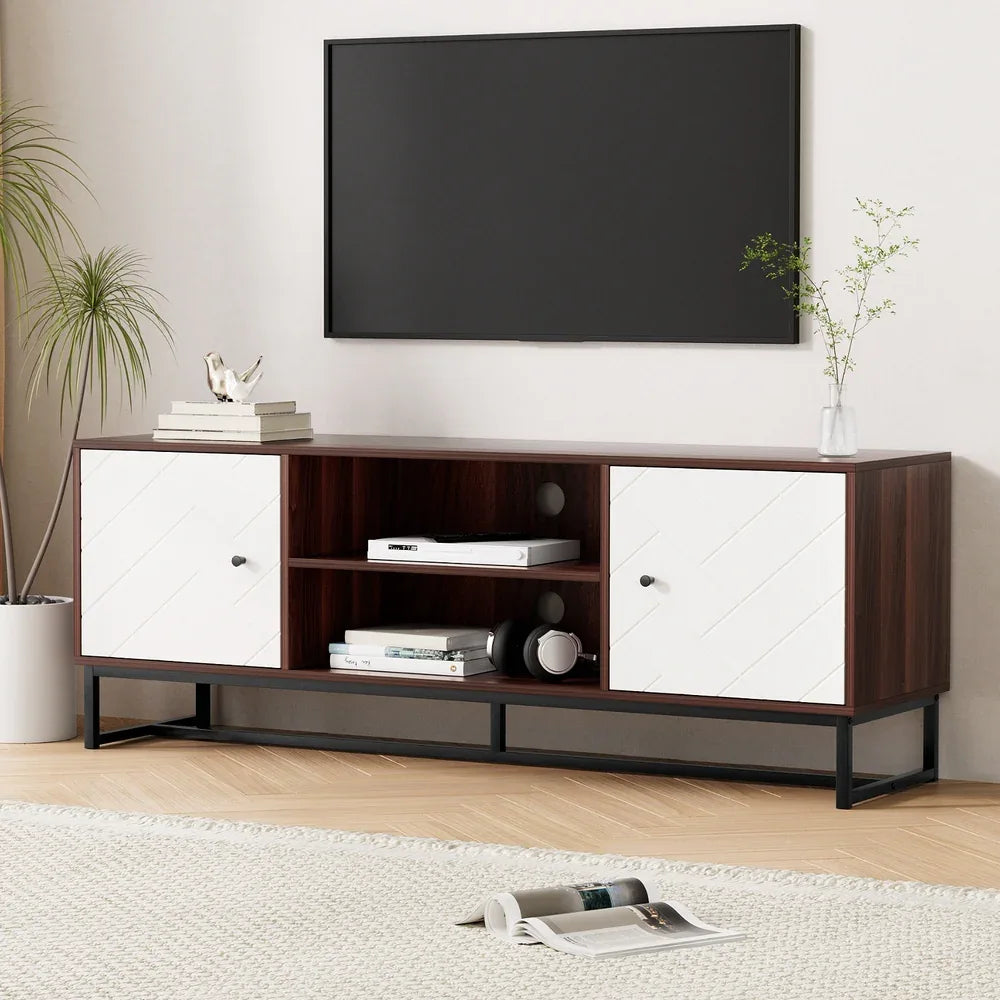 Artiss TV Unit 150cm Storage Shelves Walnut White - Mekamart Australia