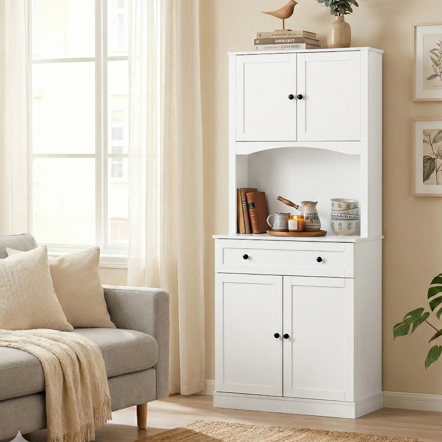 Artiss Buffet Sideboard Cabinet Cupboard Pantry Storage Shelves Hutch White - Mekamart Australia