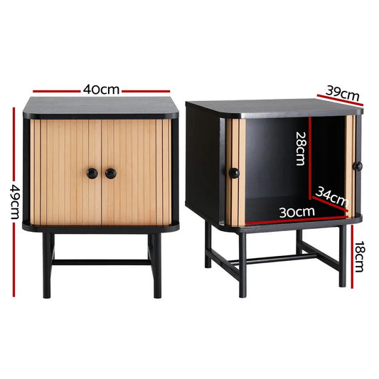 Artiss Bedside Table with Sliding Doors BORIS - Mekamart Australia