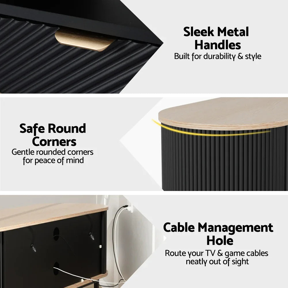 Artiss TV Unit Entertainment Unit Storage Cabinet Black Pine