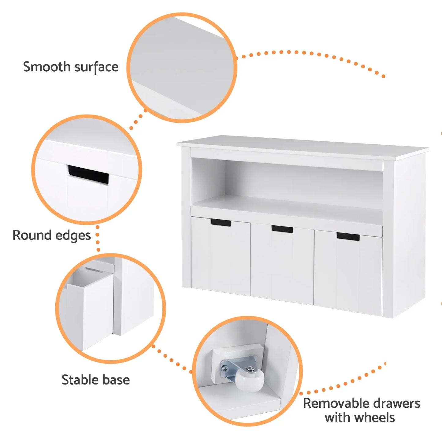 Keezi Kids Bookshelf 3 Drawers Storage Children Bookcase Toy Organiser Display - Mekamart Australia