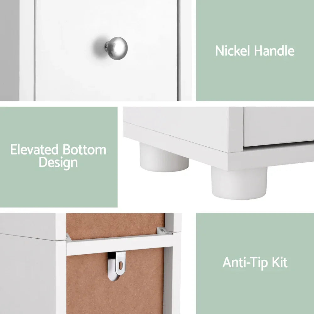 Artiss Bathroom Storage Cabinet 180cm Tall Slim Floor Cupboard Toilet Narrow Linen Tower - Mekamart Australia