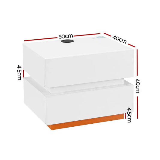 Artiss Smart Bedside Table LED Wireless Charging Ada - Mekamart Australia