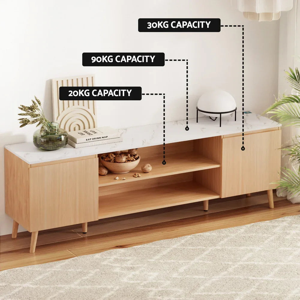 Artiss TV Cabinet Entertainment Unit Stand 180CM Pine White - Mekamart Australia