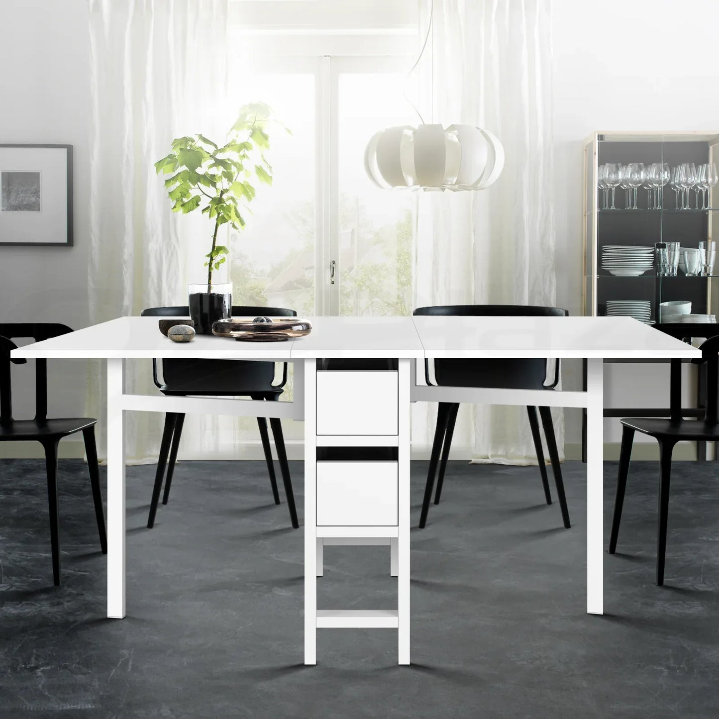 Artiss Dining Table Rectangular Extendable White - Mekamart Australia