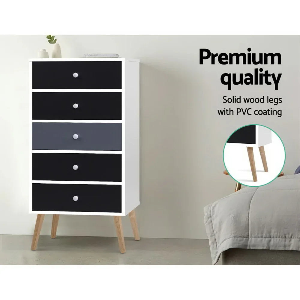 Artiss 5 Chest of Drawers - BONDS White