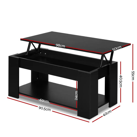 Artiss Coffee Table Lift-top Coffee Table Black - Mekamart Australia