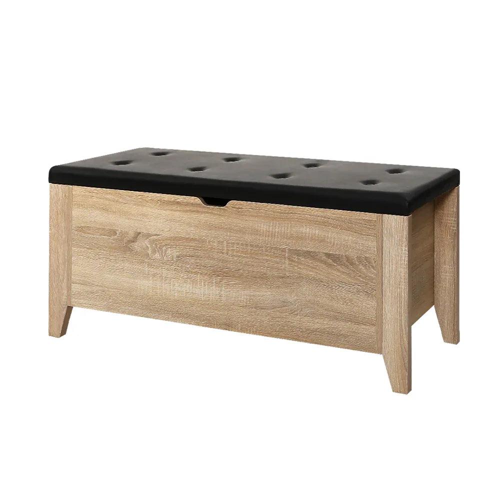 Artiss Storage Ottoman Blanket Box Leather Oak - Mekamart Australia
