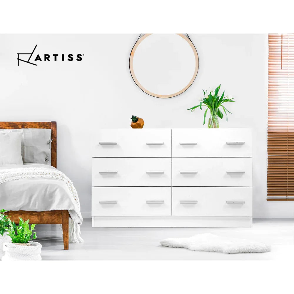 Artiss 6 Chest of Drawers - VEDA White - Mekamart Australia