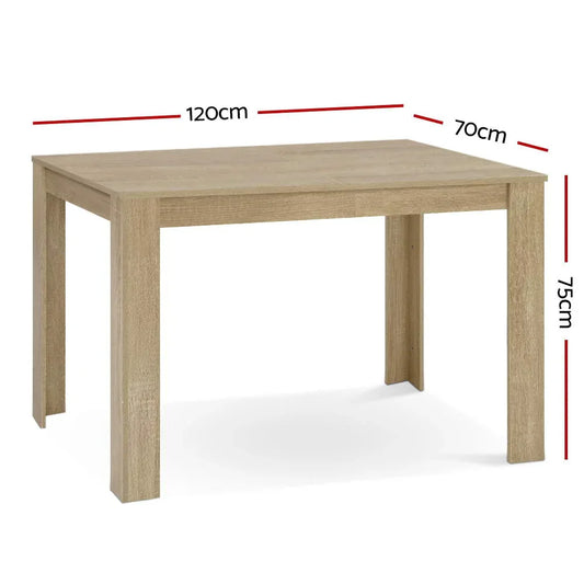 Artiss Dining Table Rectangular 4 Seater 120CM Oak Natu - Mekamart Australia