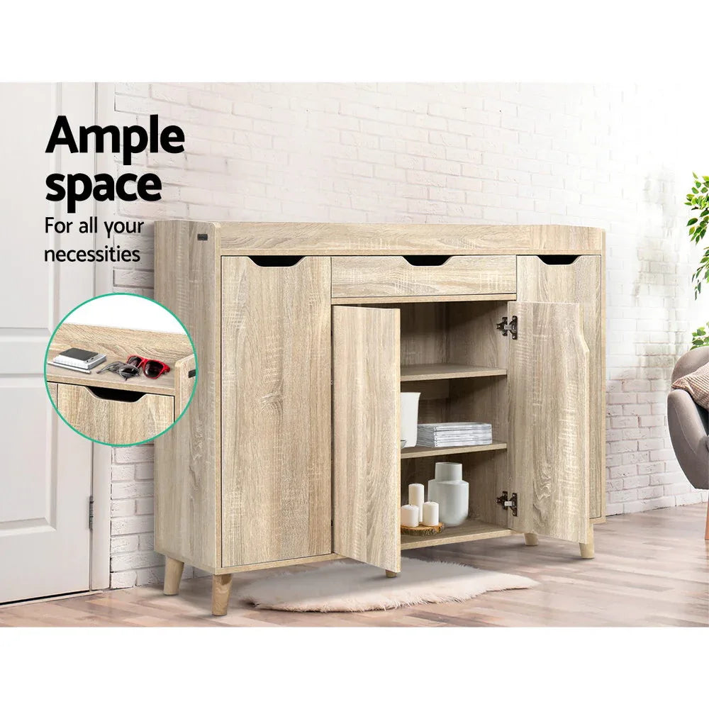 Artiss Shoe Rack Cabinet 26 Pairs Adjustable Pine Cissy