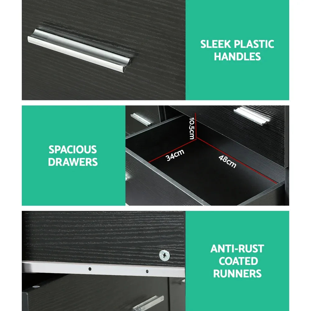 Artiss 6 Chest of Drawers - VEDA Black - Mekamart Australia