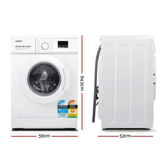 Devanti 8kg Front Load Washing Machine Quick Wash 24h Delay Start Automatic - Mekamart Australia