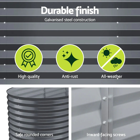 2x Green Fingers Raised Garden Bed 320X80X56cm Oval Planter Box - Mekamart Australia