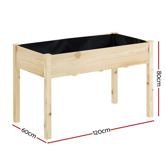 Green Fingers Garden Bed Elevated 120x60x80cm Wooden Planter Box Raised Container - Mekamart Australia