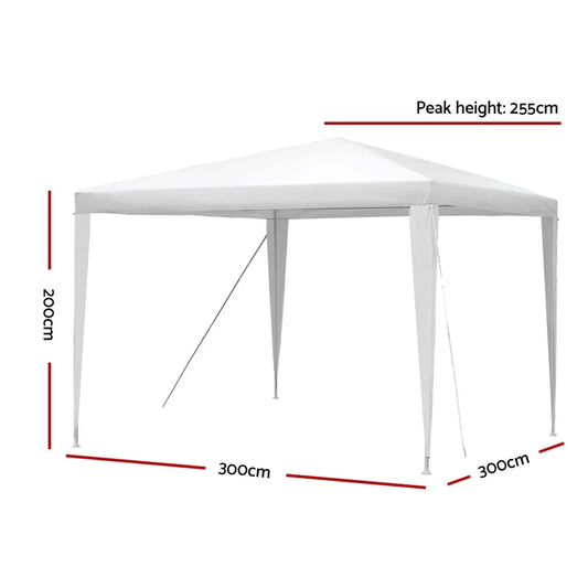 Instahut Gazebo 3x3m Wedding Party Marquee Tent Outdoor Event Camping Canopy Shade White - Mekamart Australia