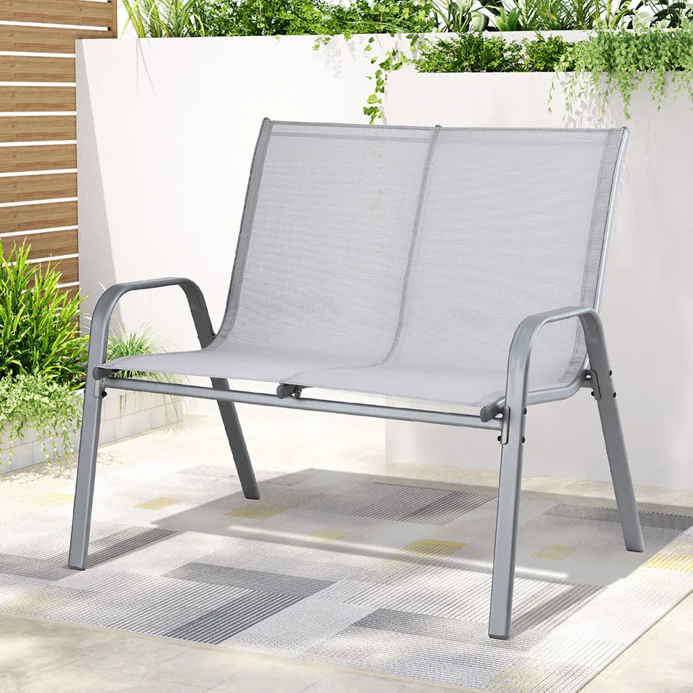 Gardeon Garden Bench Seat Steel Outdoor Patio Park Lounge Backyard Chair Grey - Mekamart Australia