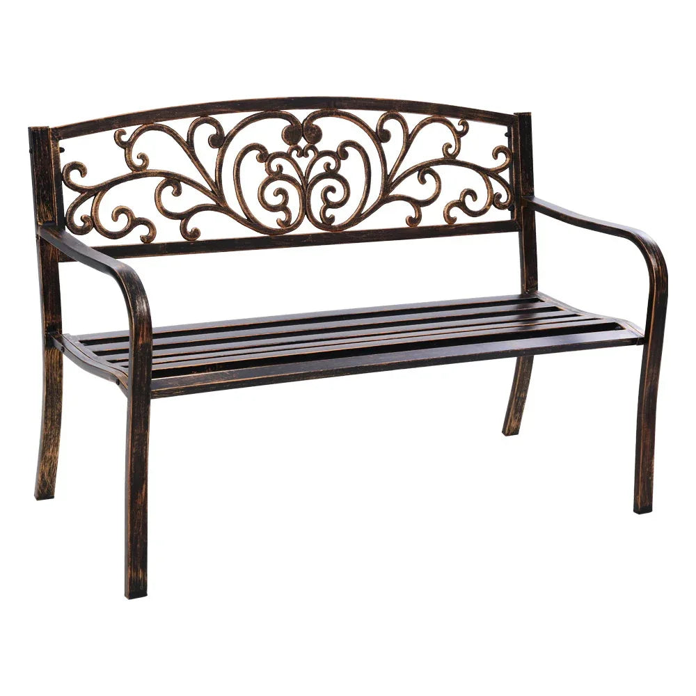 Gardeon Outdoor Garden Bench Seat Steel Outdoor Furniture 3 Seater Park Bronze - Mekamart Australia