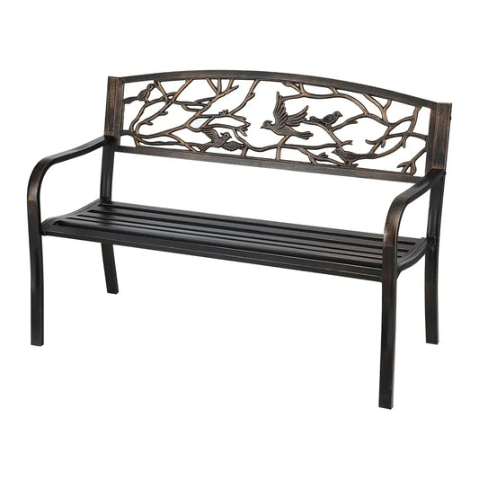 Gardeon Outdoor Bench Seat Garden Steel Outdoor Furniture 3 Seater Park Bronze - Mekamart Australia