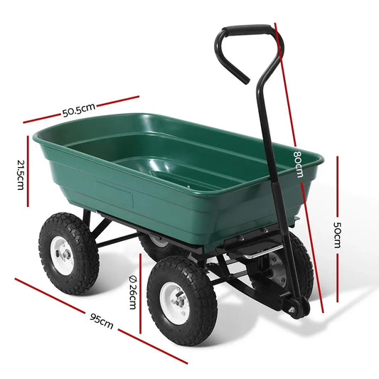 Gardeon Garden Cart Dump 270kg Hand Trailer Trolley Wagon Wheelbarrow Pull 75L - Mekamart Australia
