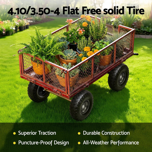 Gardeon 2pcs, 4.10/3.50-4 Tire And Wheel Flat Free, 26cm Solid Rubber Tires with 5/8 Axle Bore Hole And Double Sealed Bearings, Perfect for Wheelbarrow, Garden Cart, Wagon, Dolly - Mekamart Australia