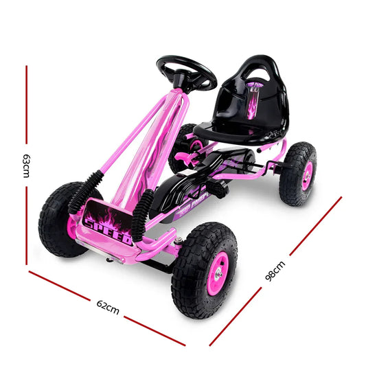 Rigo Kids Pedal Go Kart Ride On Toys Racing Car Rubber Tyre Pink - Mekamart Australia