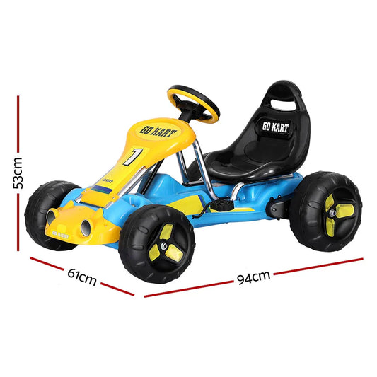 Rigo Kids Pedal Go Kart Ride On Toys Racing Car Plastic Tyre Blue - Mekamart Australia