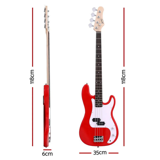 Alpha Electric Guitar Bass 47 Inch Red - Mekamart Australia