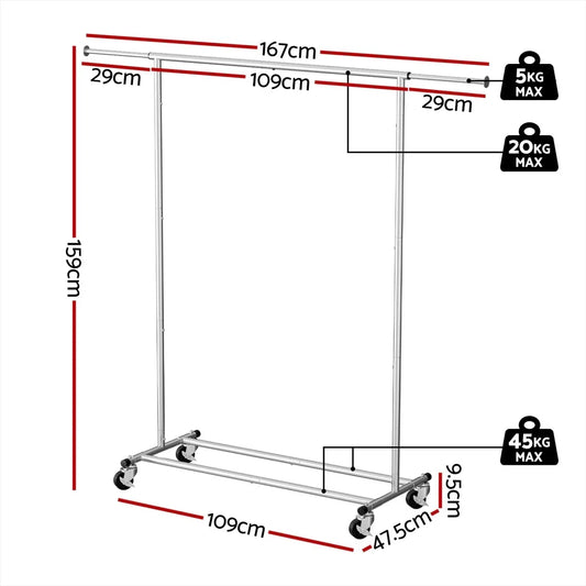 Artiss Clothes Rack Airer Rail Coat Stand Adjustable Hanger - Mekamart Australia