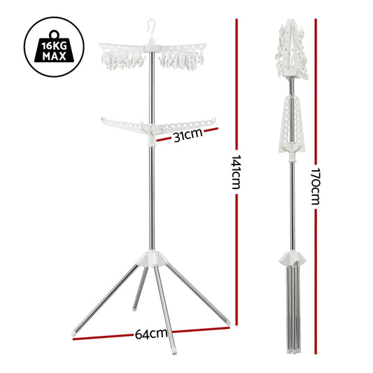 Artiss Clothes Rack Airer 2 Tier Rotatable Hanger Foldable - Mekamart Australia