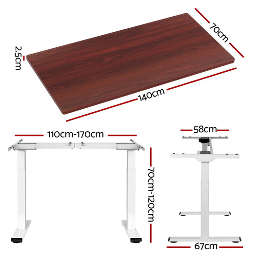 Artiss Standing Desk Motorised Dual Motor 140CM Walnut - Mekamart Australia