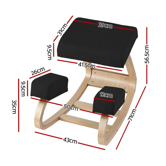 Artiss Kneeling Chair Ergonomic Posture Chair with Memory Foam Balance Stool for Home Office Gaming 120kg Weight Capacity Black
