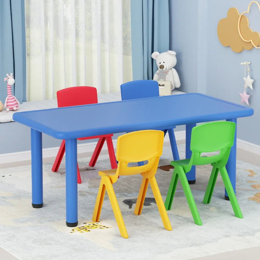 Keezi 5PCS Kids Table and Chairs Set Children Study Desk Furniture Plastic 4 Chairs - Mekamart Australia