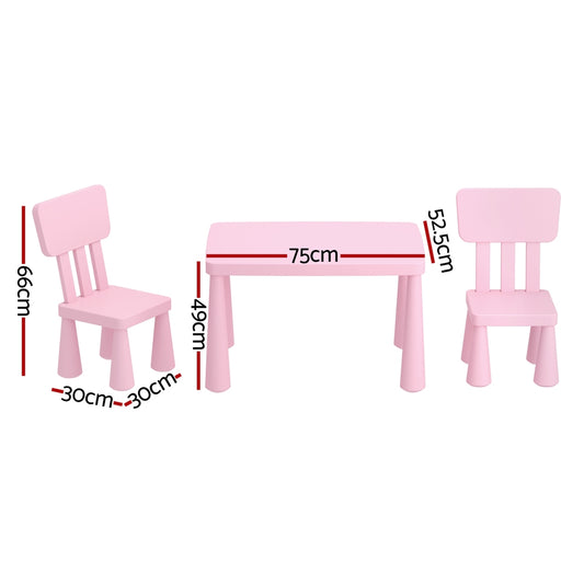 1 Keezi Kids Table and 2 Chairs Set Pink - Mekamart Australia