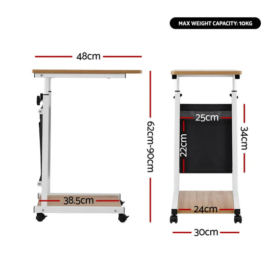 Artiss Laptop Desk Height Adjustable Mobile Workstation Computer Desks 48CM Oak - Mekamart Australia