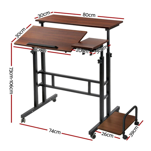 Artiss Laptop Desk Table Adjustable Dark Wood 80CM - Mekamart Australia