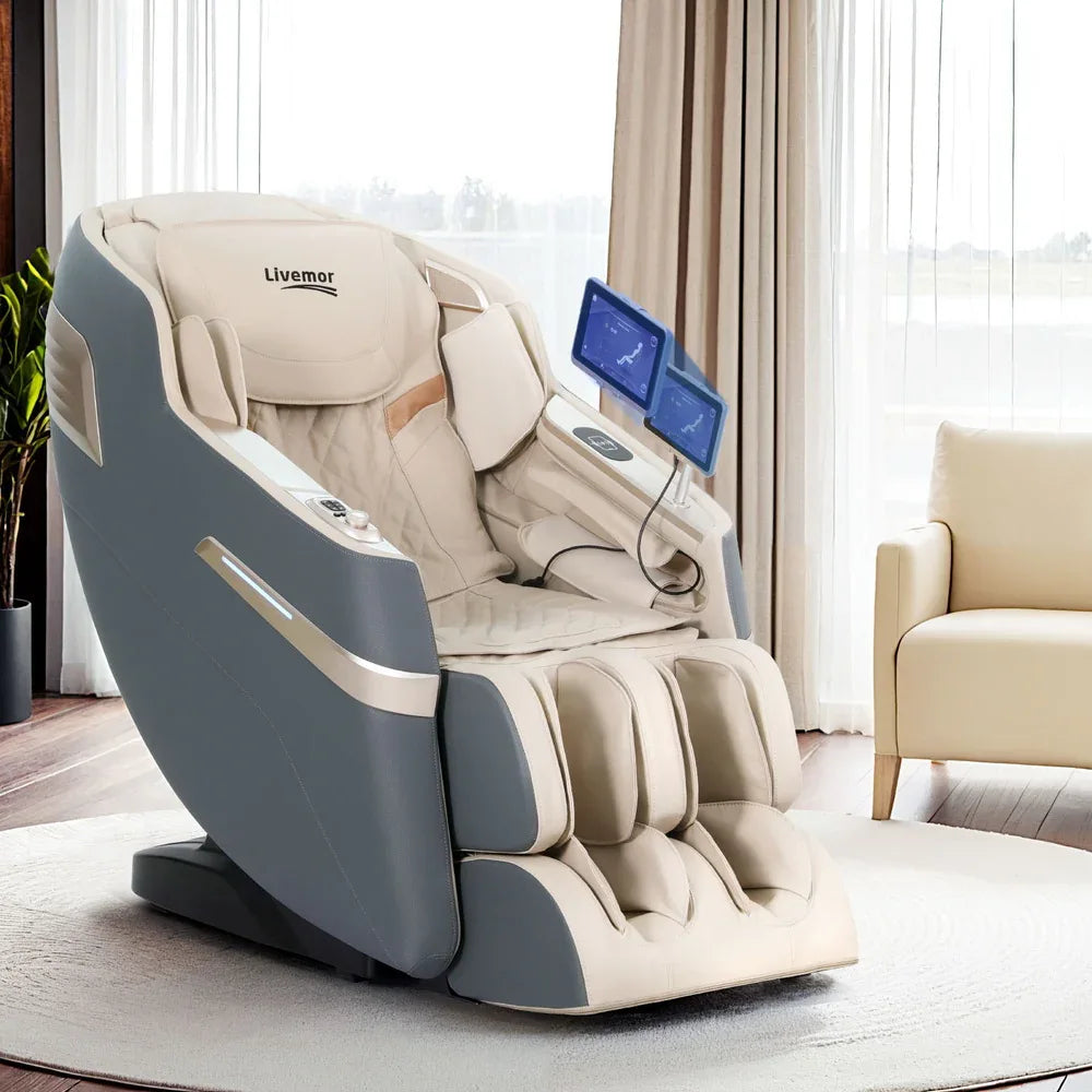 Livemor 4D Massage Chair Electric Recliner Home Massager Gray Sina - Mekamart Australia