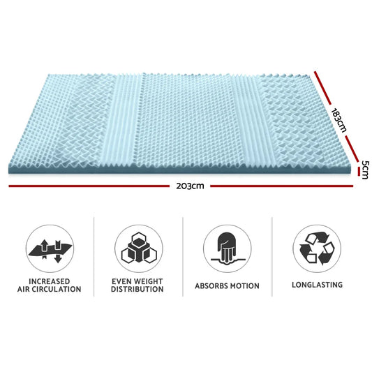 Giselle Bedding Memory Foam Mattress Topper 7-Zone 5cm King - Mekamart Australia