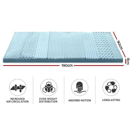 Giselle Bedding Memory Foam Mattress Topper 7-Zone 8cm Single - Mekamart Australia