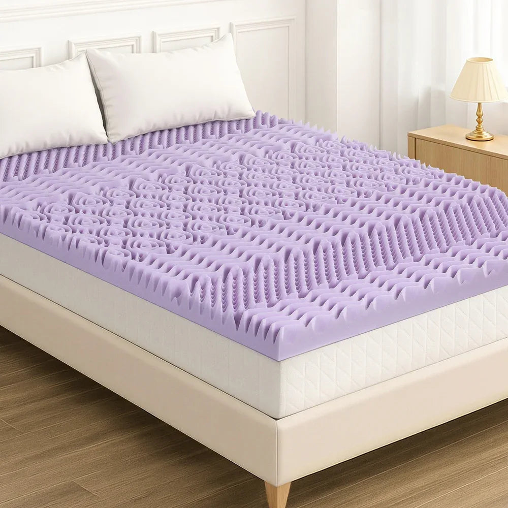 Giselle 8cm Memory Foam Mattress Topper Lavender Infused Bamboo Cover 7-Zone Double - Mekamart Australia