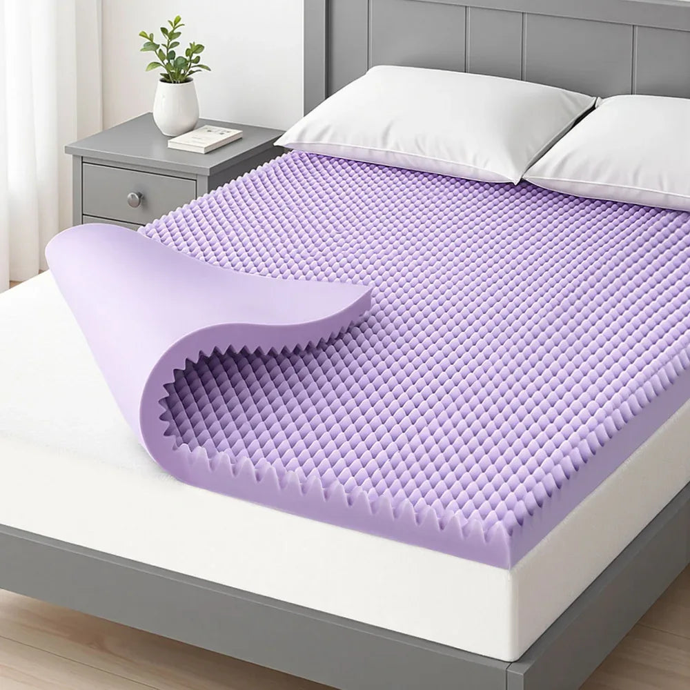 Giselle 5cm Memory Foam Mattress Topper Lavender Infused Egg Crate Pad Mat Double - Mekamart Australia