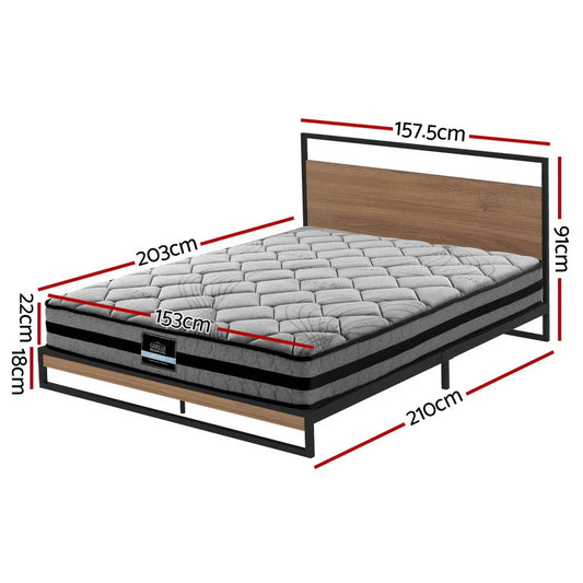 Artiss Bed Frame Queen Size Metal Frame DANE with Mattress - Mekamart Australia