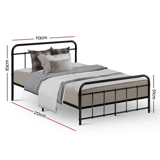Artiss Bed Frame Metal Bed Frame LEO - King Single(Black) - Mekamart Australia