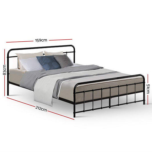 Artiss Bed Frame Metal Bed Frame LEO - Queen (Black)