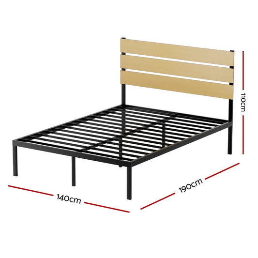 Artiss Bed Frame Double Size Metal Base Mattress Platform Foundation Black PAULA - Mekamart Australia